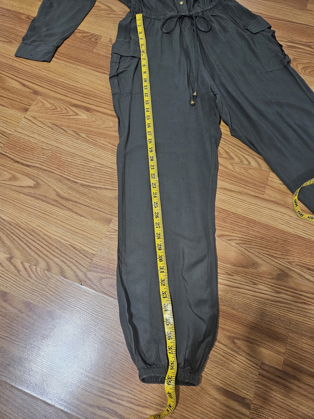 New York & Company Olive Utility Off-Shoulder Jumpsuit - Picture 6 of 8